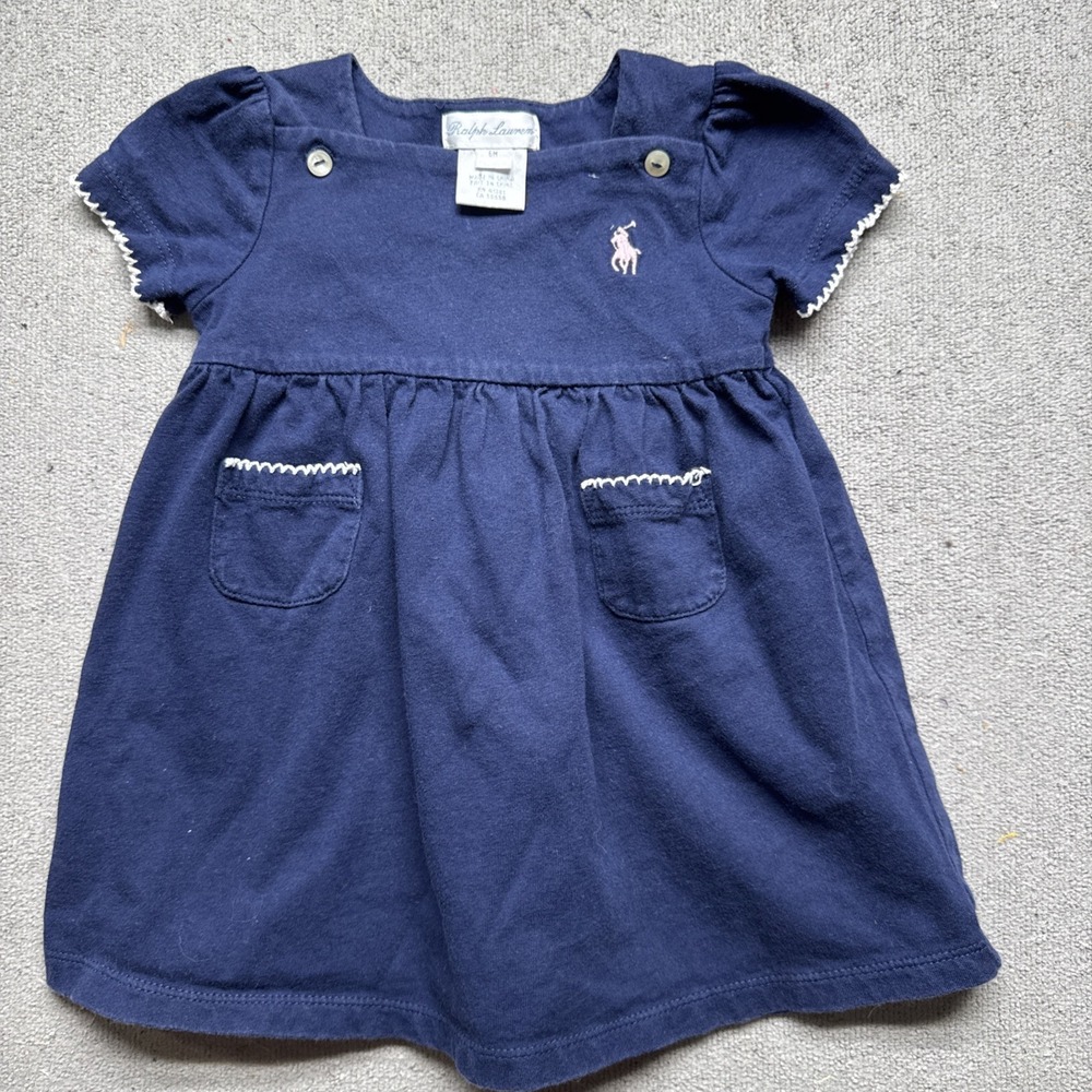 Ralph Lauren Baby Girl‎ Navy Blue Nautical Dress 6M Preppy Coastal